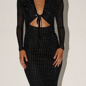 Petal & Pup Chic Black Studded Long Sleeve Dress